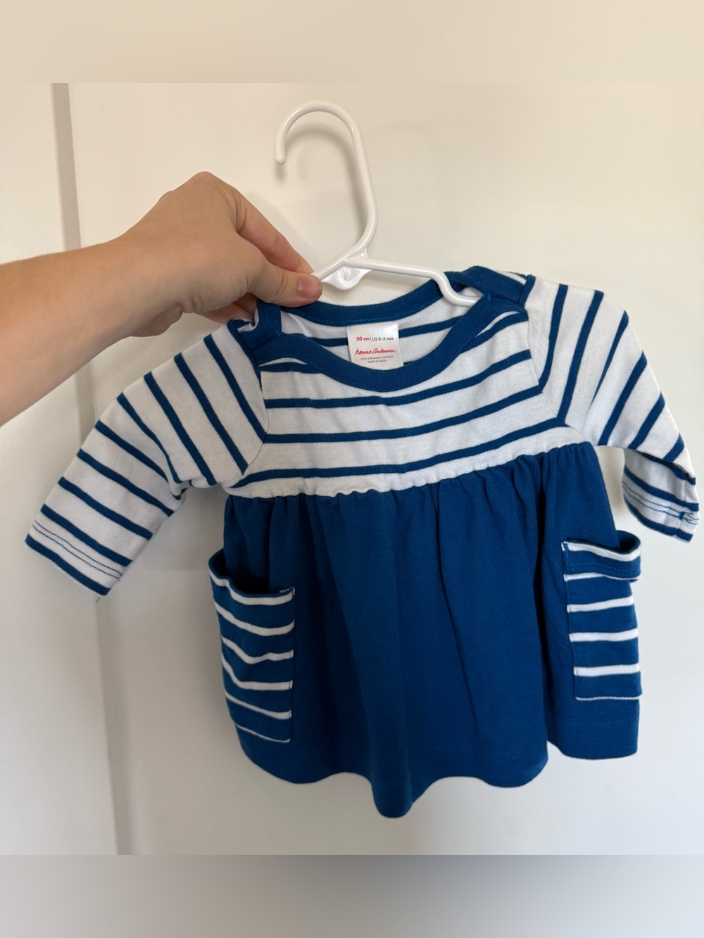 Hanna Andersson Blue & White Striped Baby Dress Top